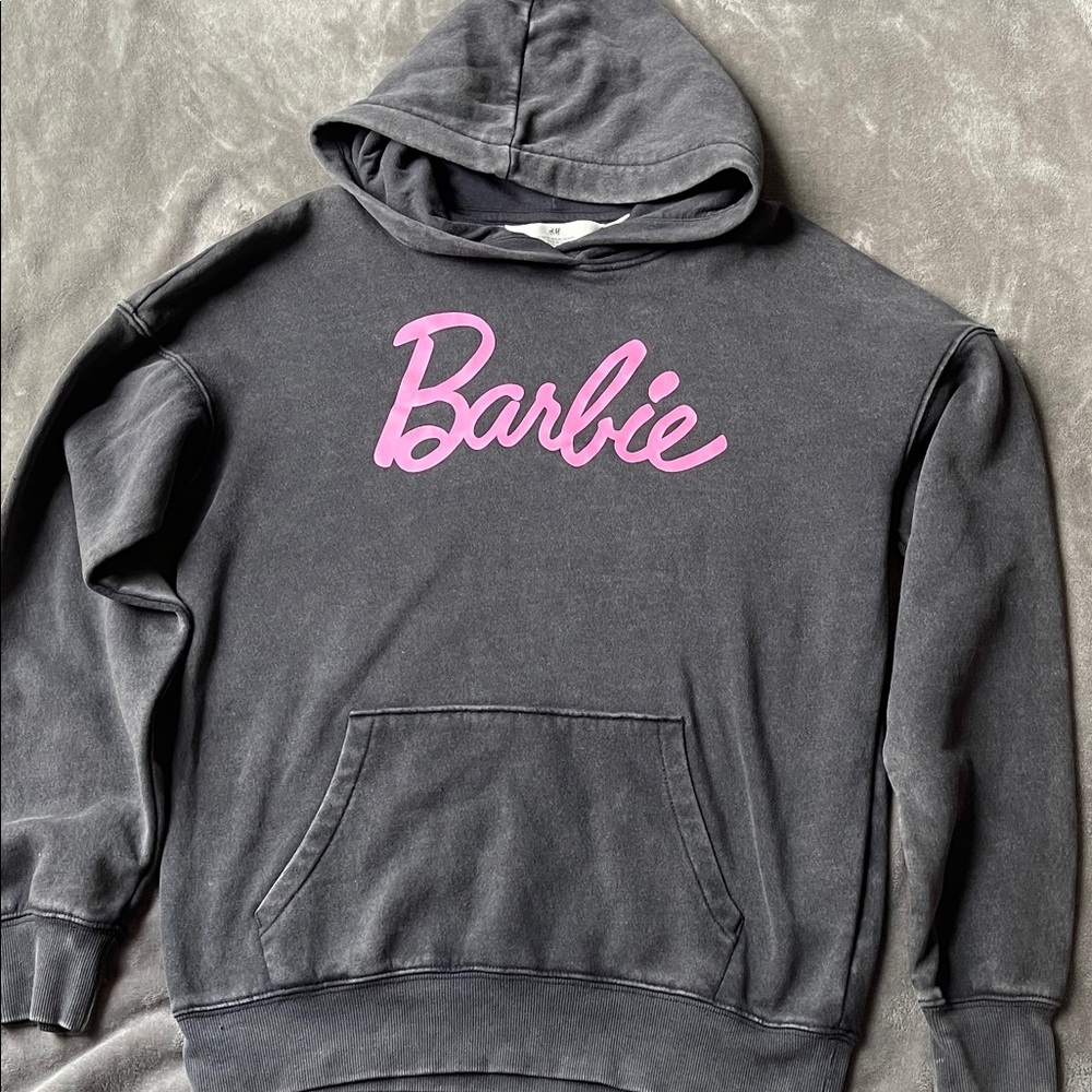 Barbie Black Hoodie with Pink Script Logo